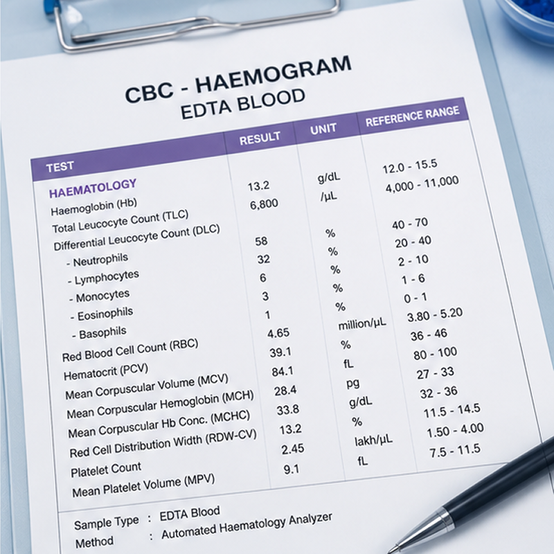 CBC Haemogram, EDTA Blood
